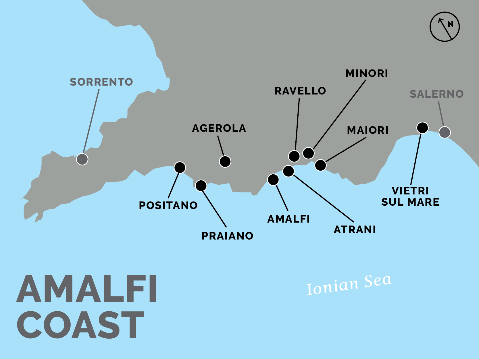 map of amalfi coast area How To Get From Naples To Positano And The Amalfi Coast Italiarail map of amalfi coast area