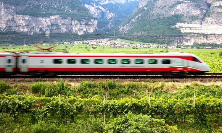 High speed train in Italy. Travelling in Italy by train.